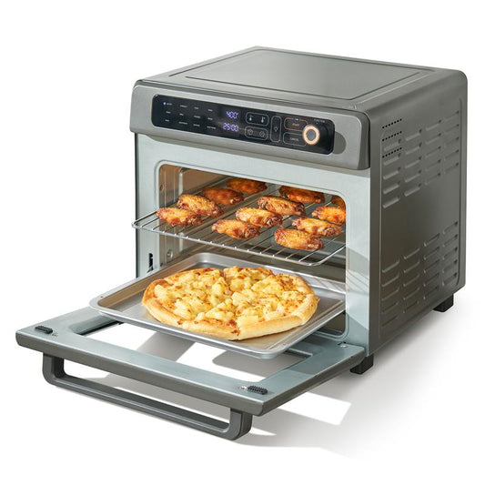 VEVOR 12-IN-1 Air Fryer Toaster Oven, 25L Convection Oven, 1700W Stainless Steel Toaster Ovens Countertop Combo with Grill, Pizza Pan, Gloves, 12 Slices Toast, 12-Inch Pizza, Home and Commercial Use