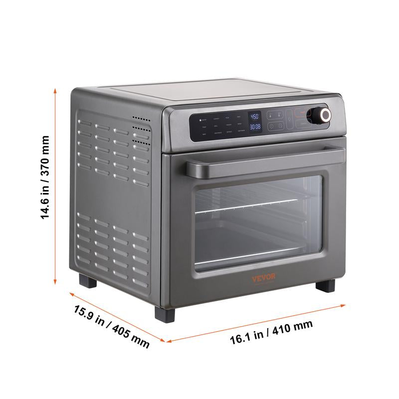 VEVOR 12-IN-1 Air Fryer Toaster Oven, 25L Convection Oven, 1700W Stainless Steel Toaster Ovens Countertop Combo with Grill, Pizza Pan, Gloves, 12 Slices Toast, 12-Inch Pizza, Home and Commercial Use